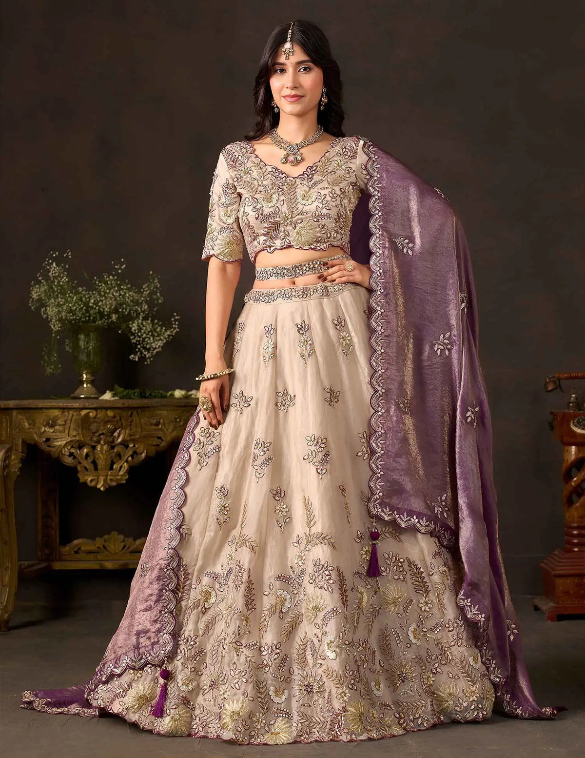 Purple Gold Designer Lehenga Choli