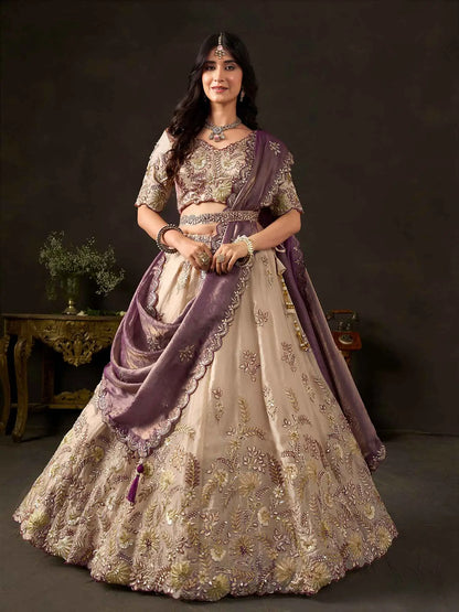Purple Gold Designer Lehenga Choli