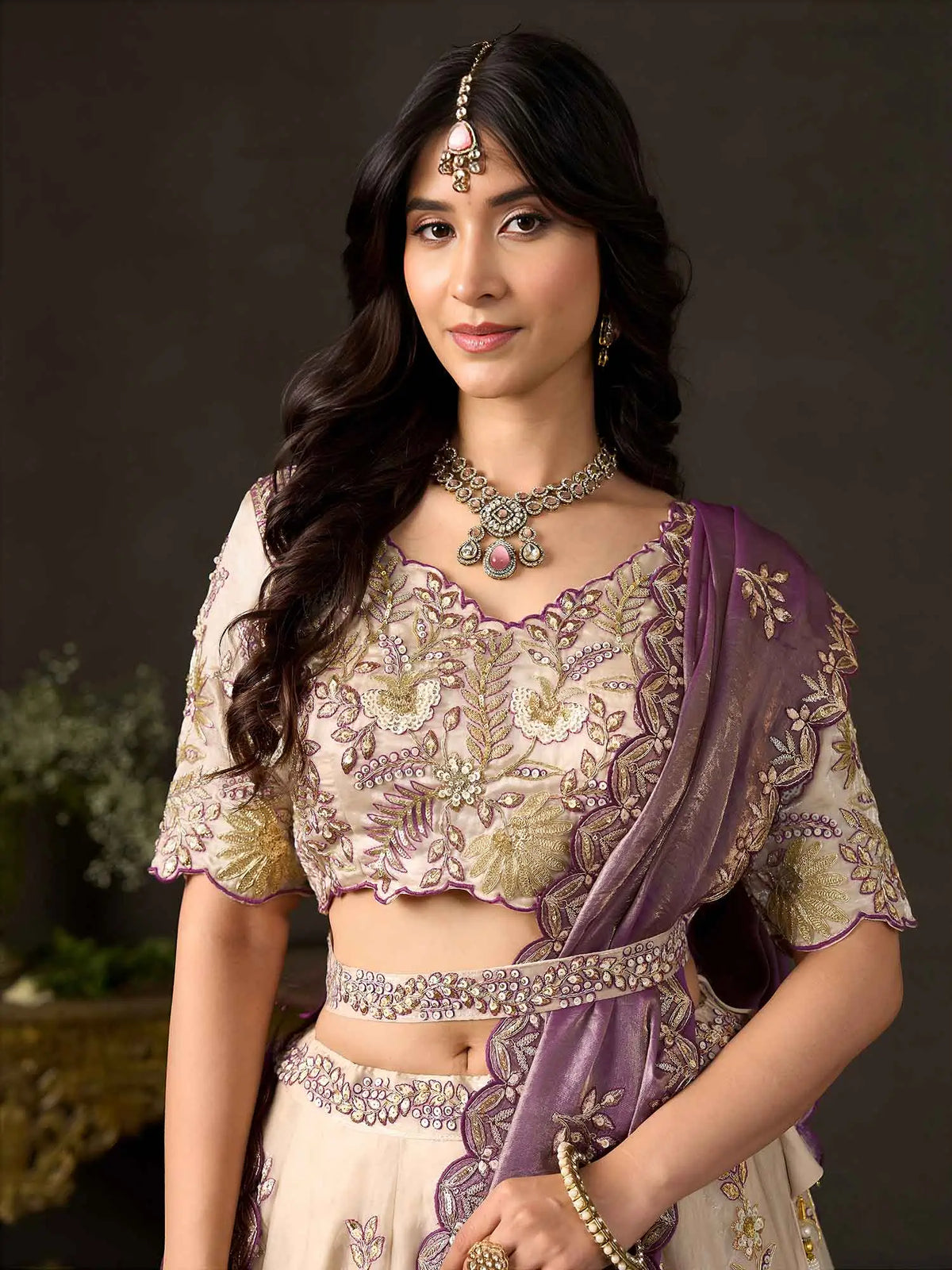 Purple Gold Designer Lehenga Choli