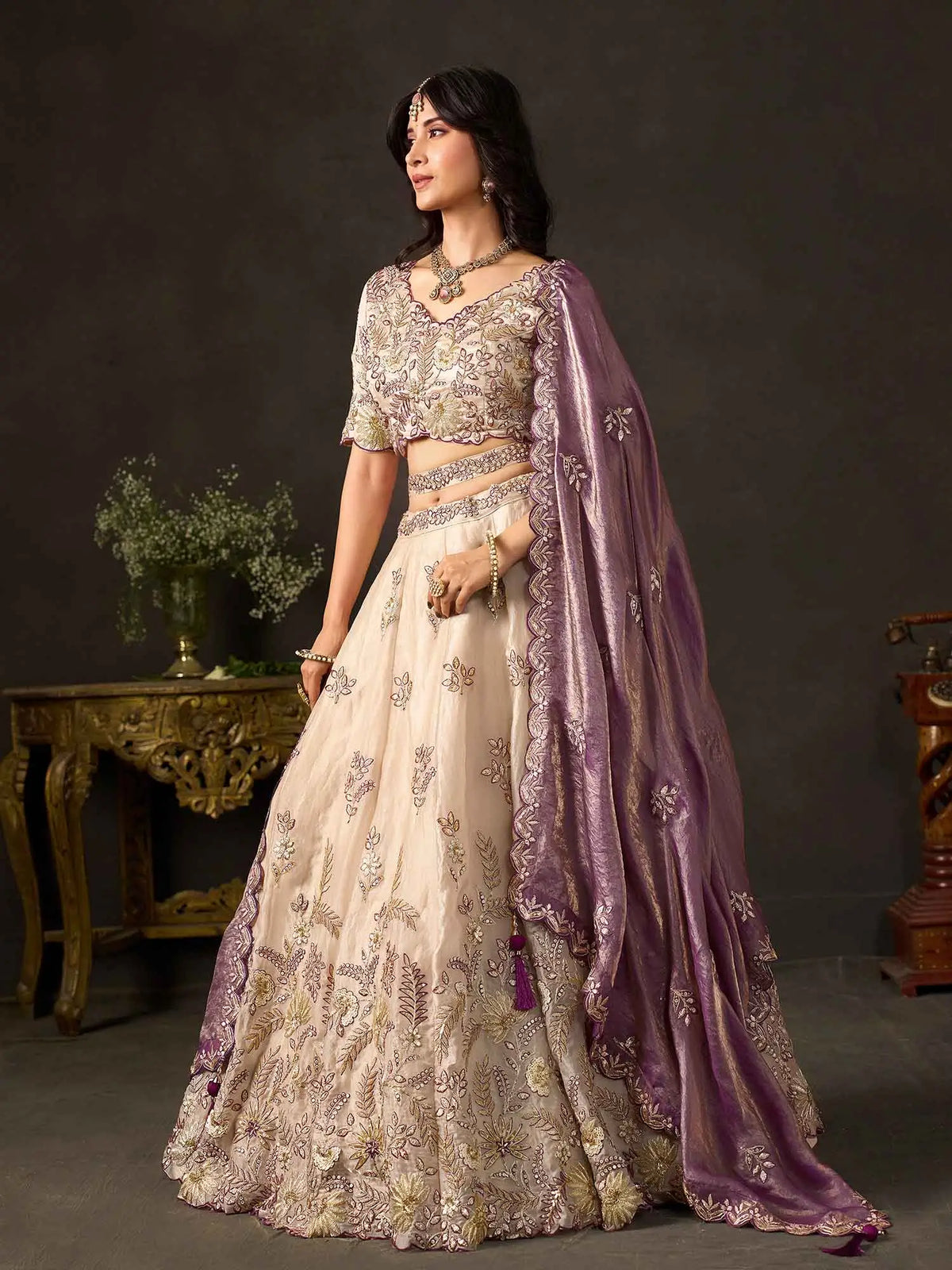 Purple Gold Designer Lehenga Choli