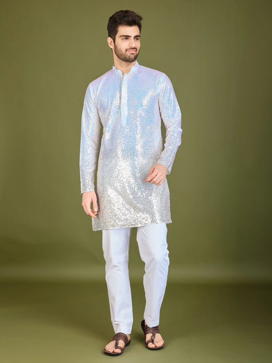 Ombre Yellow Georgette Kurta With Thread & Sequins Embroidered Work