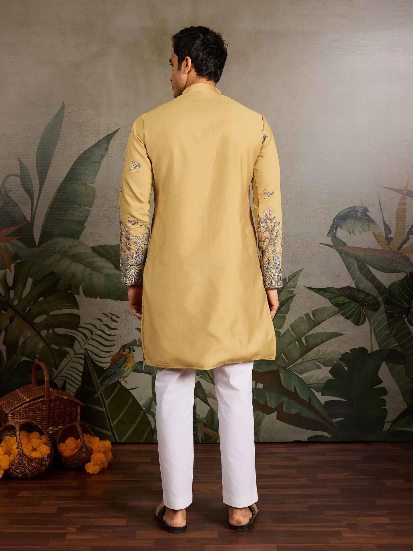 Yellow Kurta Set With Elephant Embroidery Motifs