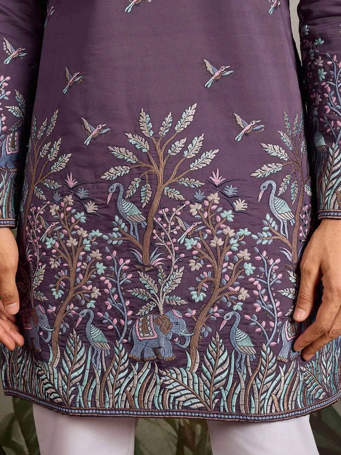 Dusty Purple Kurta Set With Embroidery Work