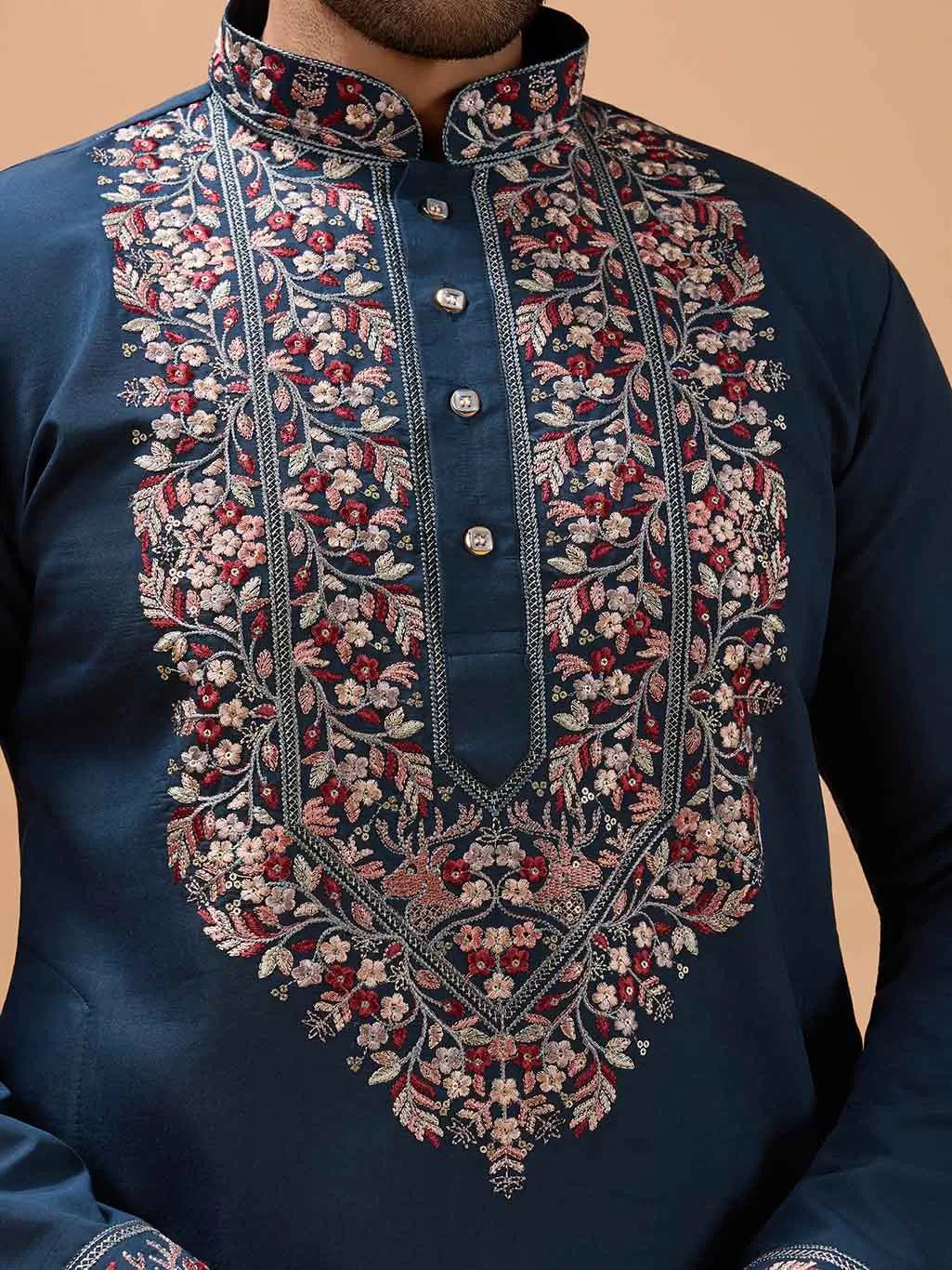 Teal Blue Embroidery Kurta With Dupatta