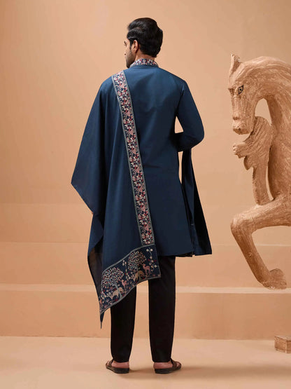 Teal Blue Embroidery Kurta With Dupatta