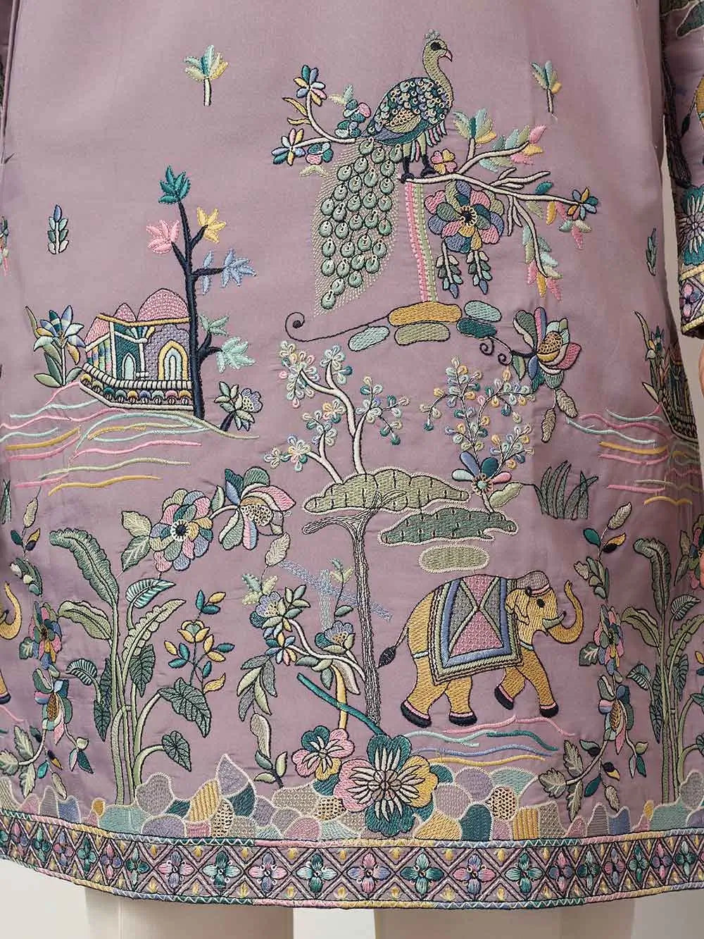 Pastel Purple Embroidered Kurta Set