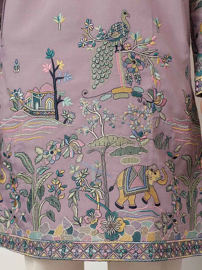 Pastel Purple Embroidered Kurta Set
