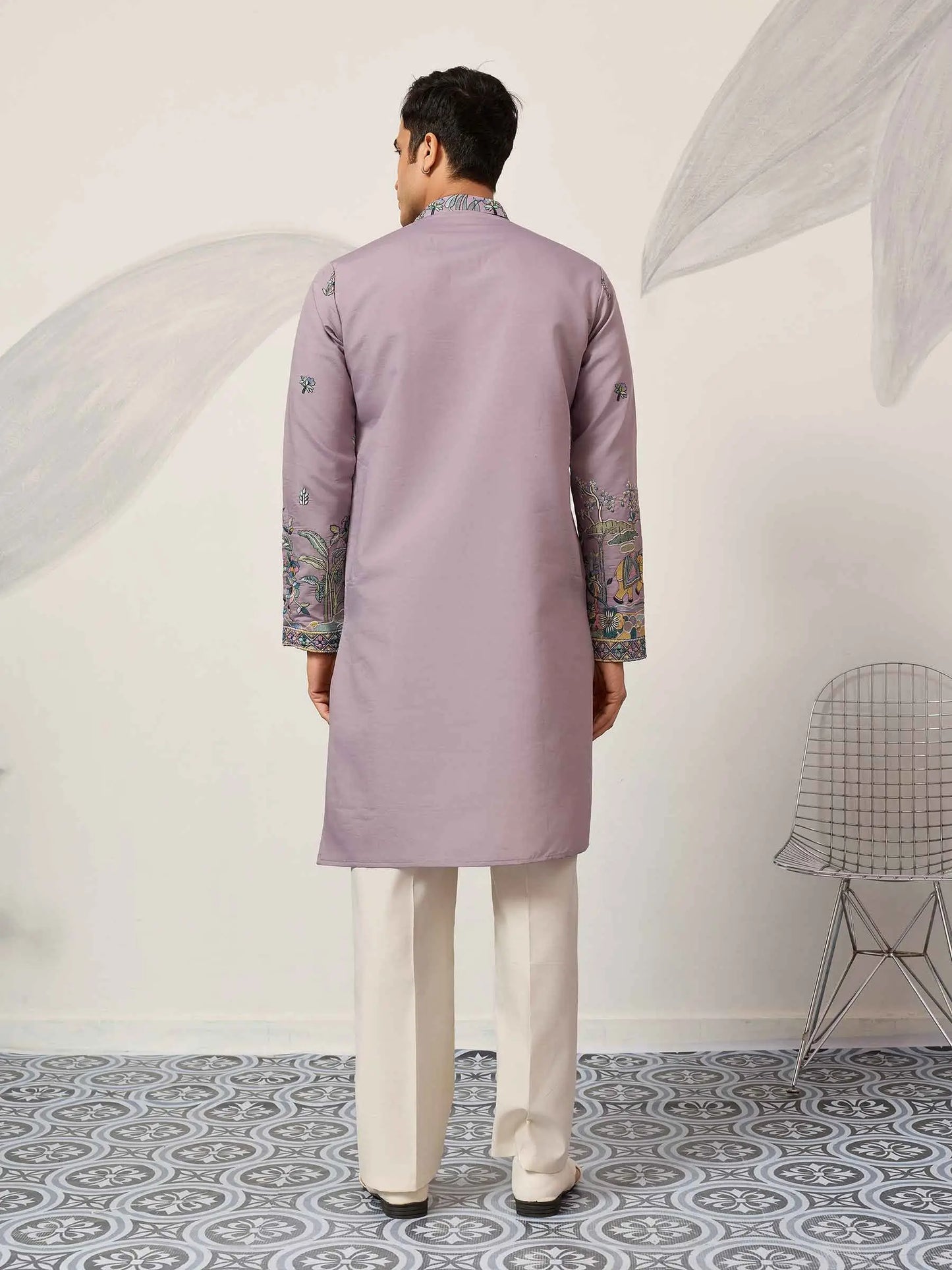 Pastel Purple Embroidered Kurta Set