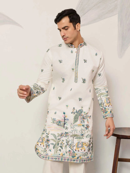 White Embroidered Kurta Set
