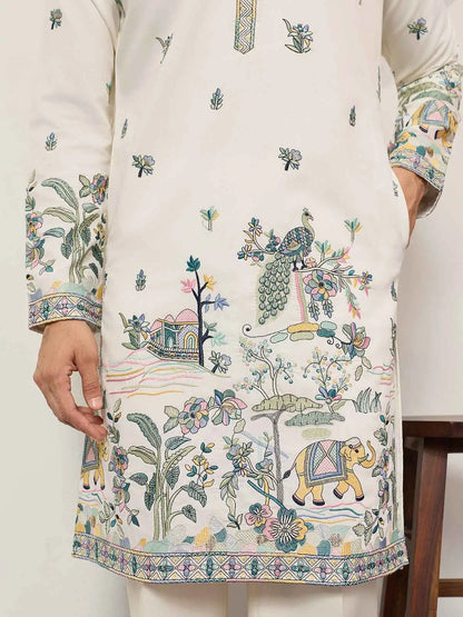 White Embroidered Kurta Set