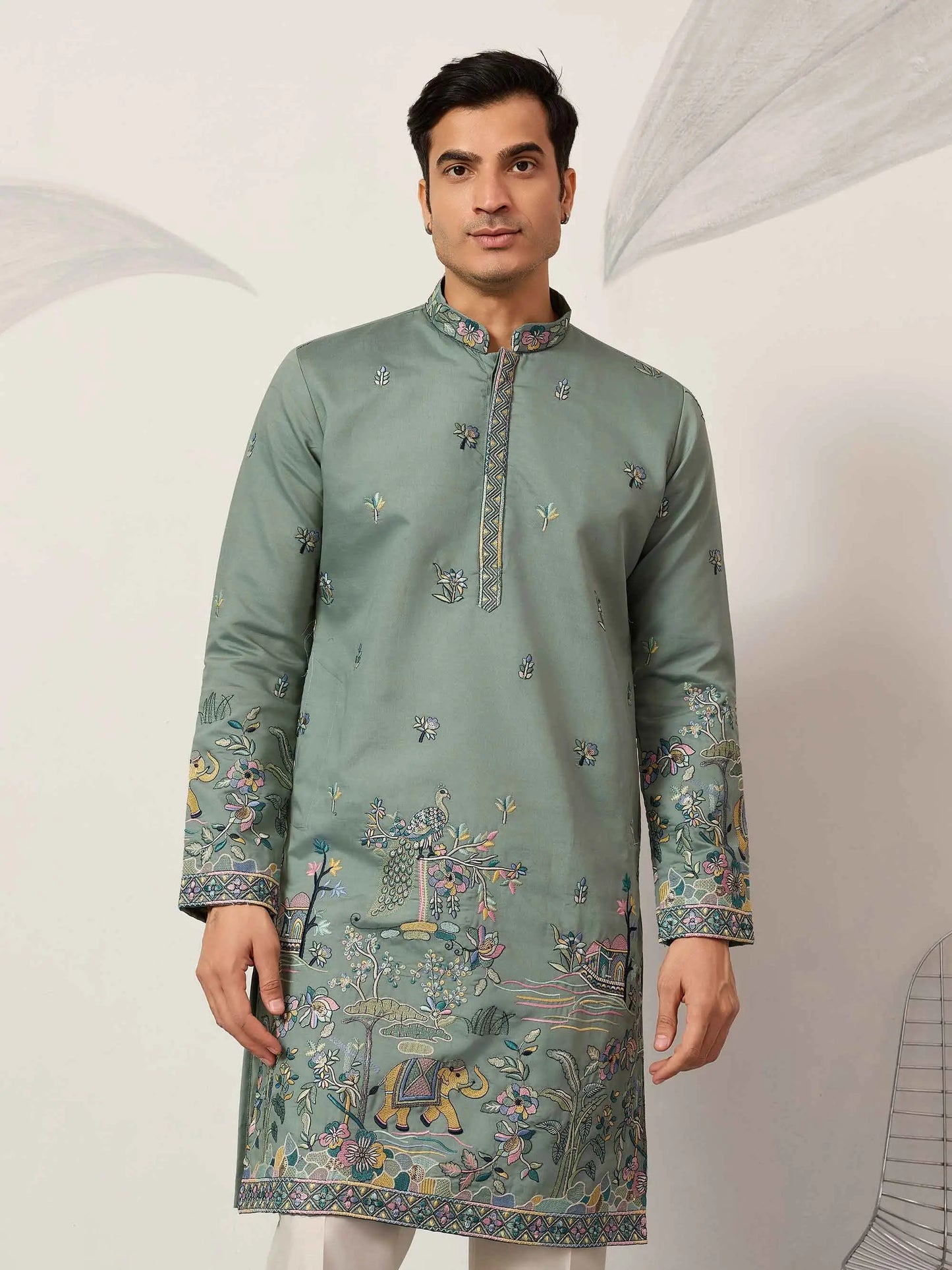 Spanish Green Embroidered Kurta Set