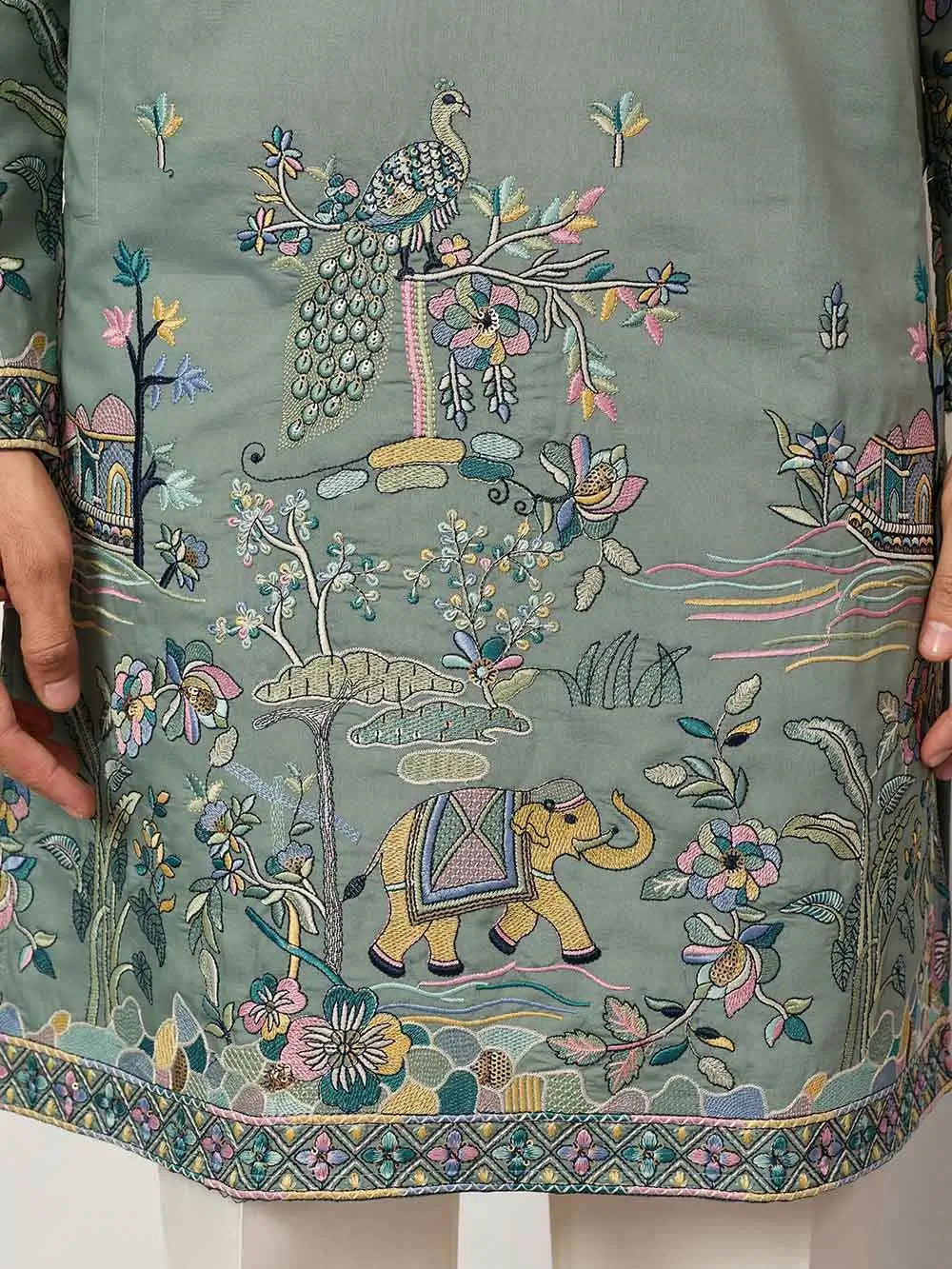 Spanish Green Embroidered Kurta Set