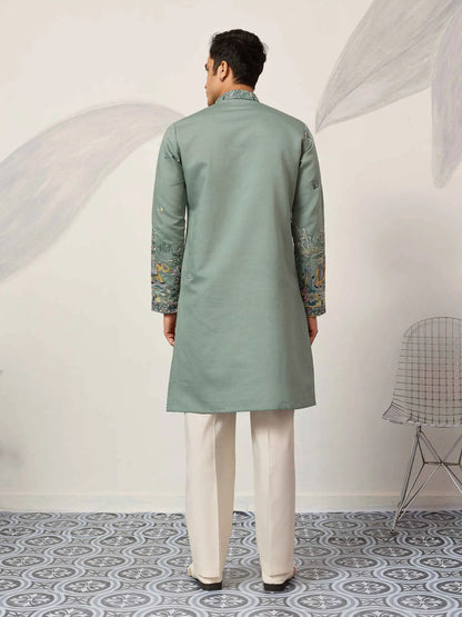 Spanish Green Embroidered Kurta Set
