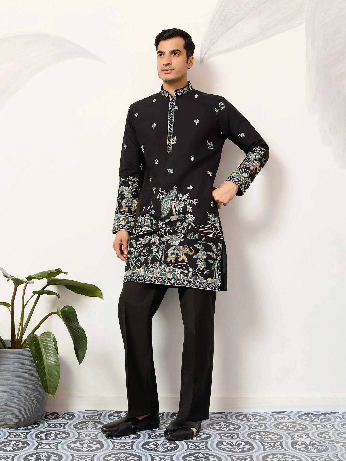 Black Embroidered Kurta Set