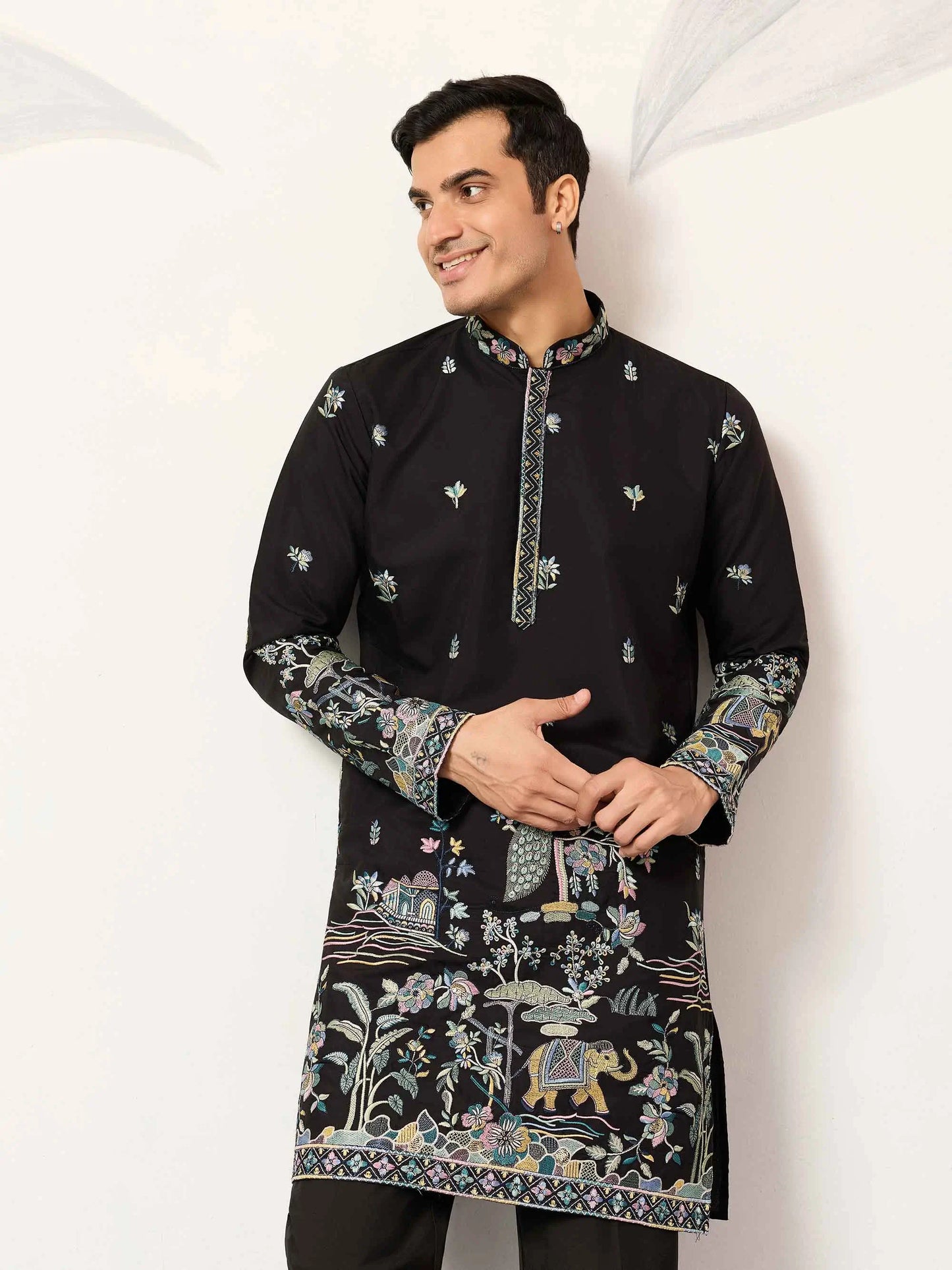 Black Embroidered Kurta Set