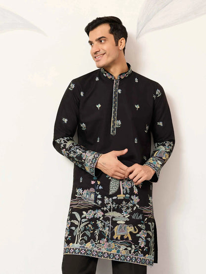 Black Embroidered Kurta Set