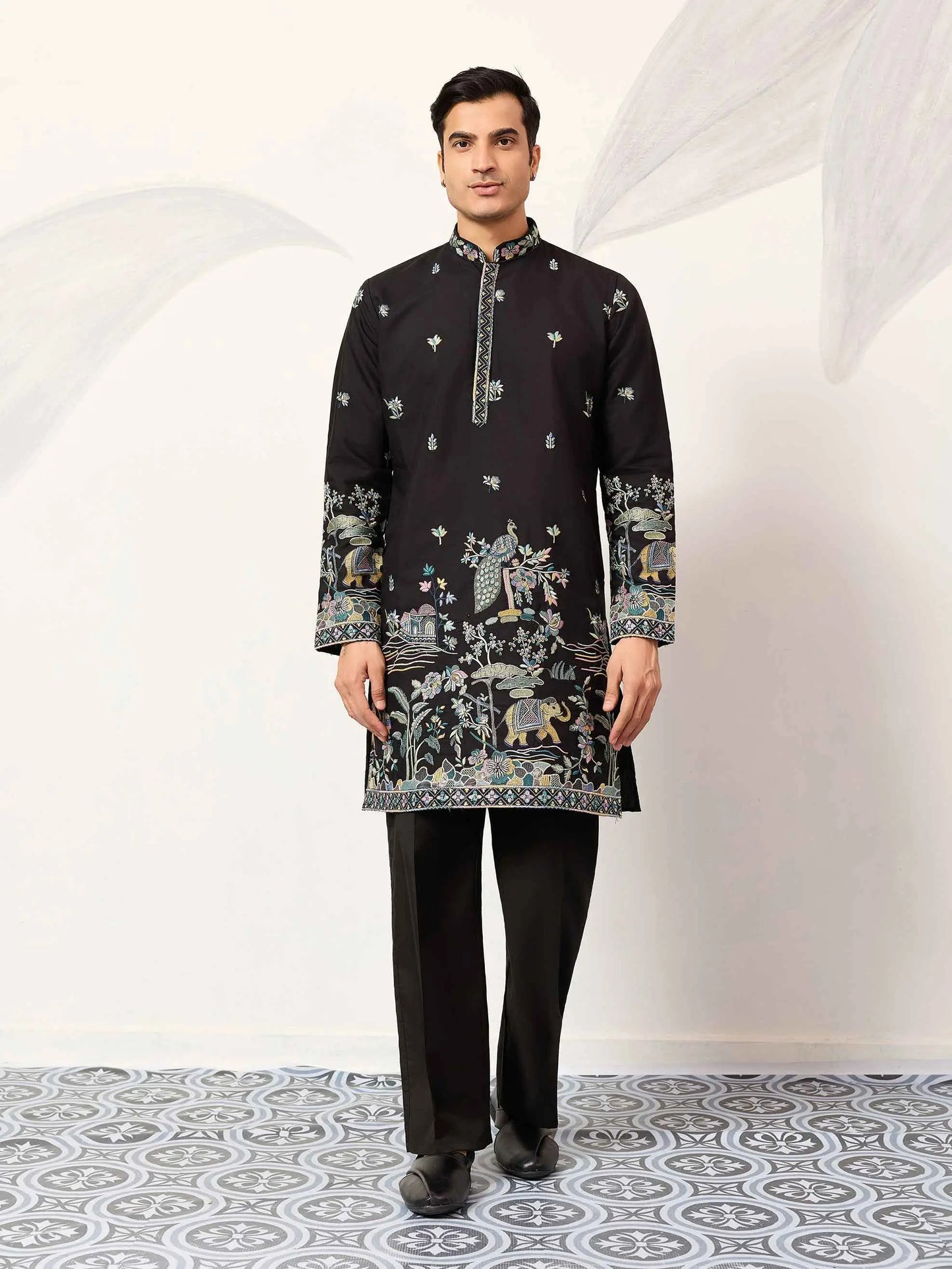 Black Embroidered Kurta Set