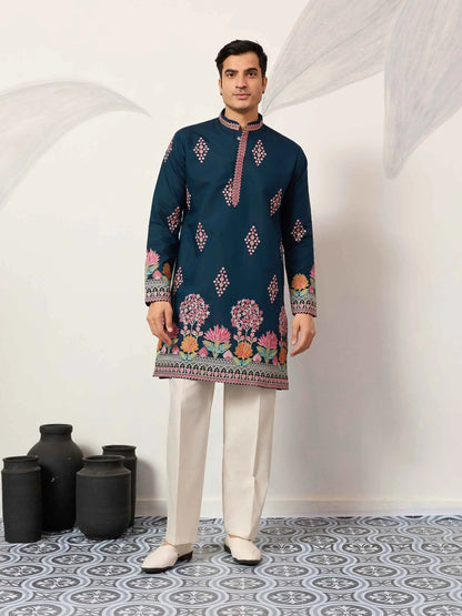 Nile Blue Embroidery Work Kurta Set