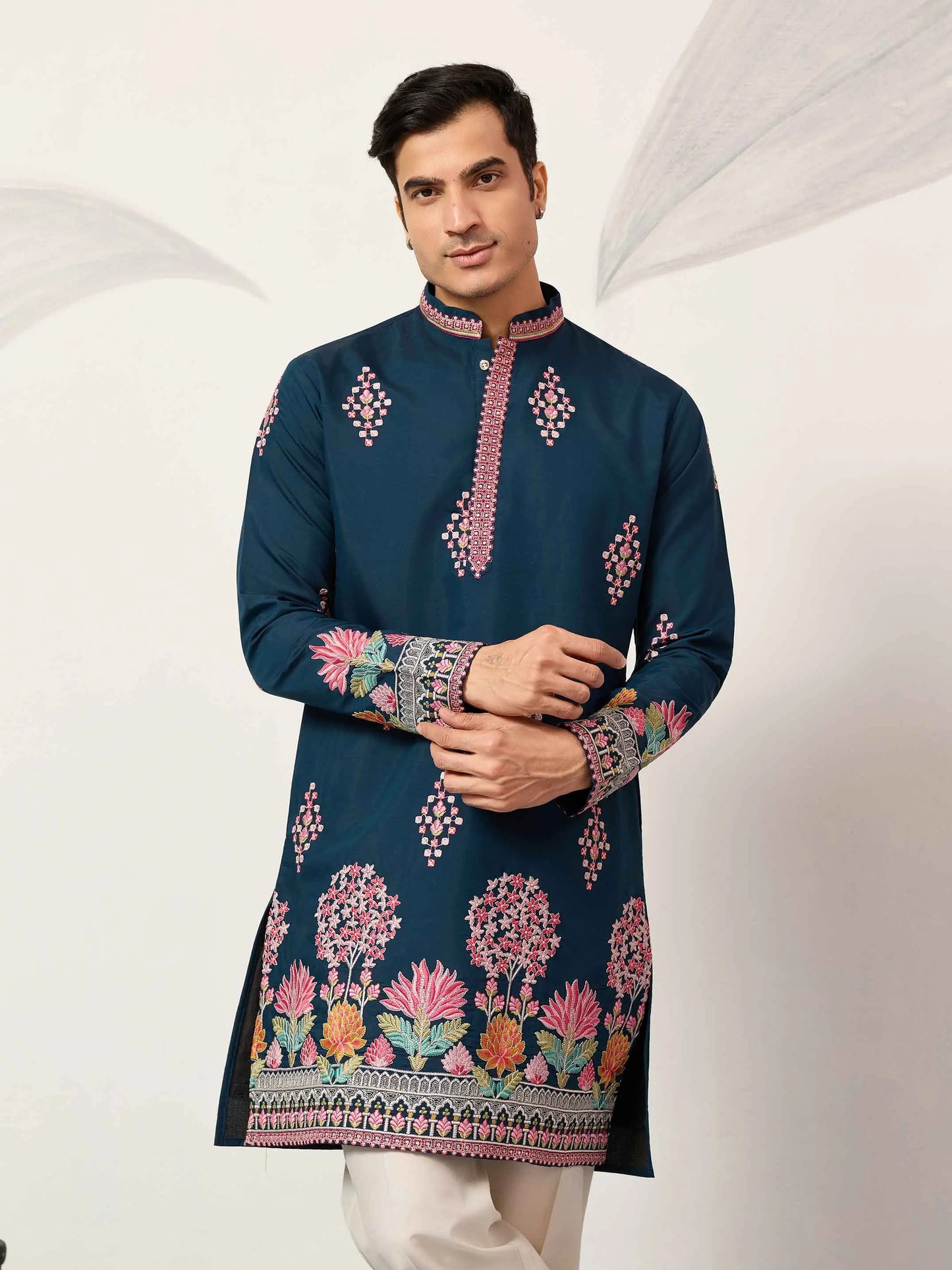 Nile Blue Embroidery Work Kurta Set