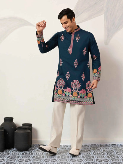 Nile Blue Embroidery Work Kurta Set