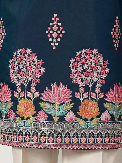Nile Blue Embroidery Work Kurta Set