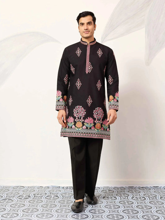 Black Embroidery Work Kurta Set