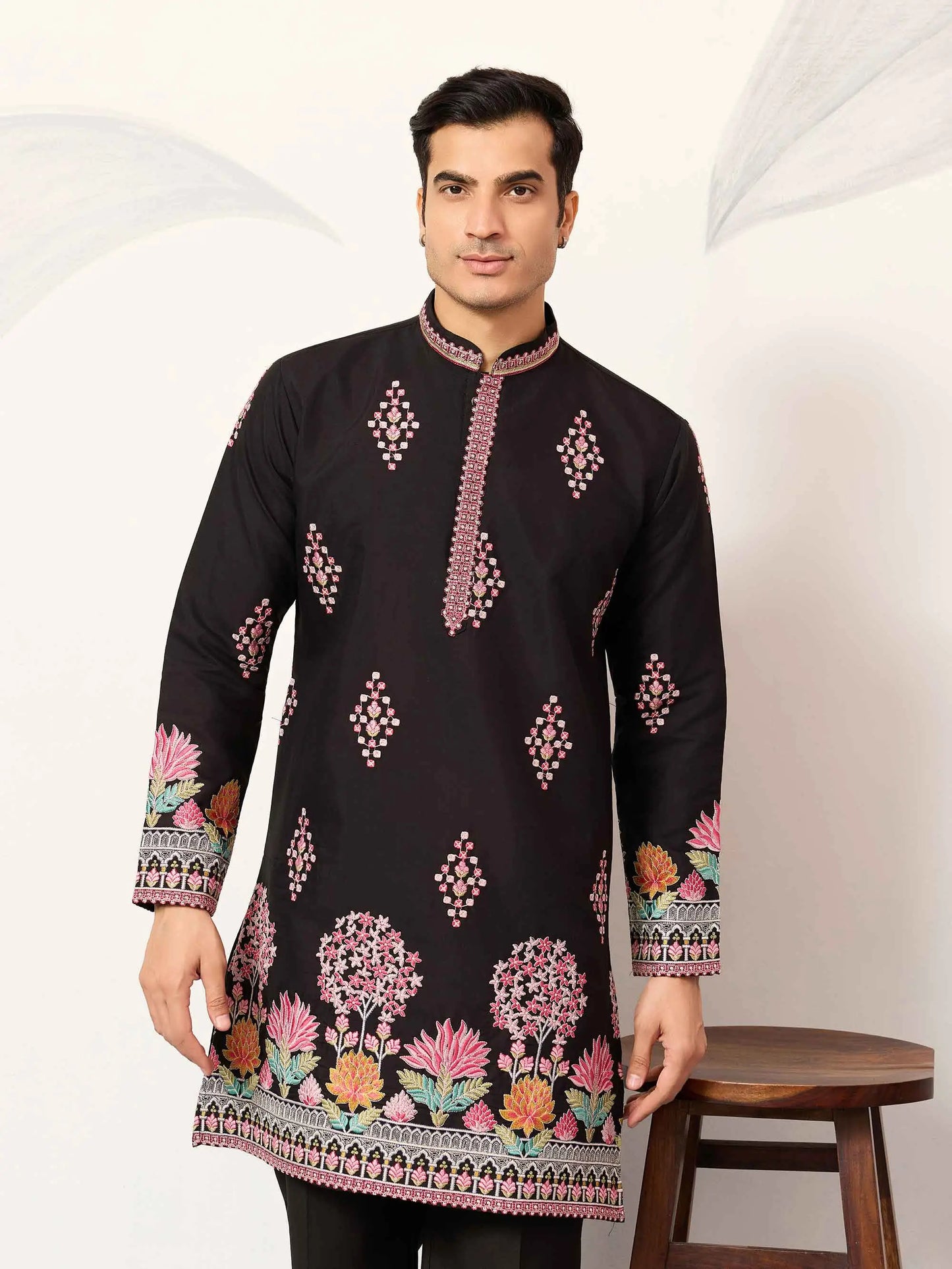 Black Embroidery Work Kurta Set