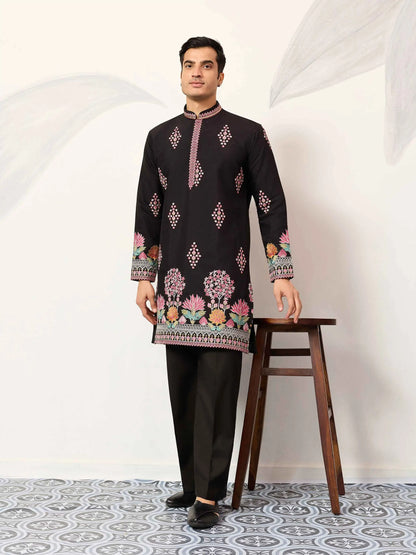 Black Embroidery Work Kurta Set