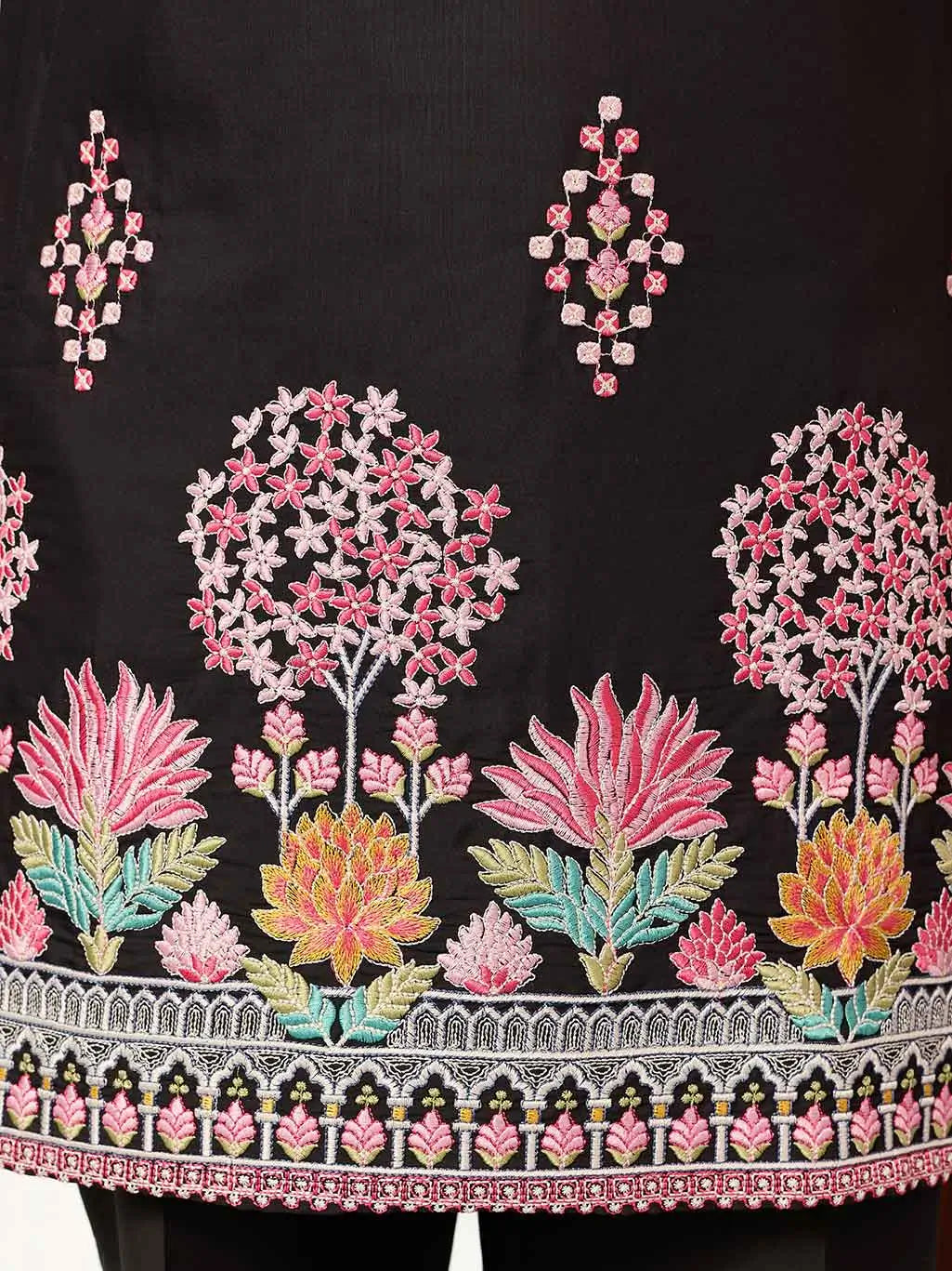 Black Embroidery Work Kurta Set