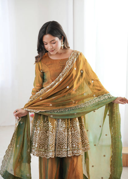 Rust Brown Fendi Silk Embroidery salwar suit