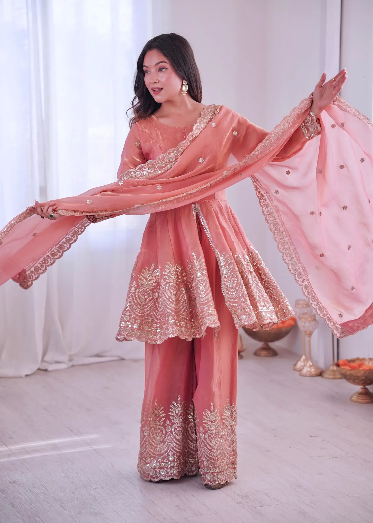 Dusty Pink Fendi Silk Embroidery salwar suit