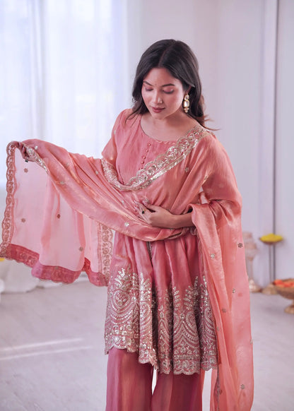 Dusty Pink Fendi Silk Embroidery salwar suit