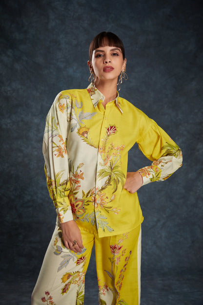 Yellow Printed Linen Co-ord Set