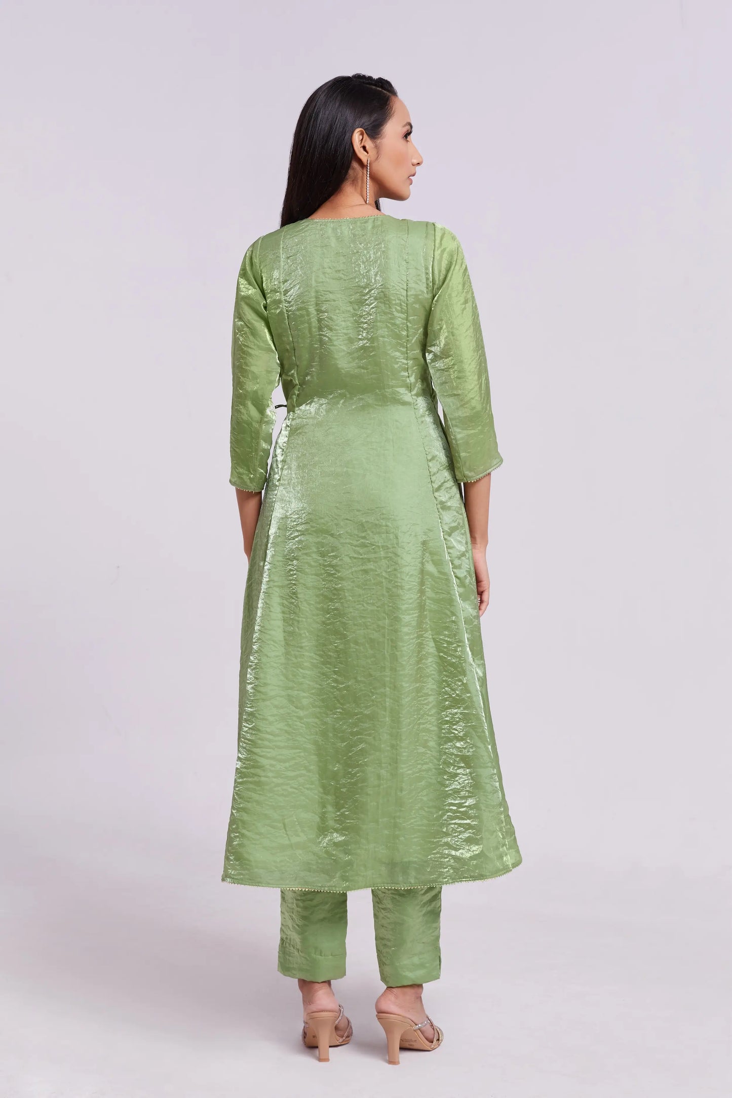 Pista Green Pure Organza Salwar Suit