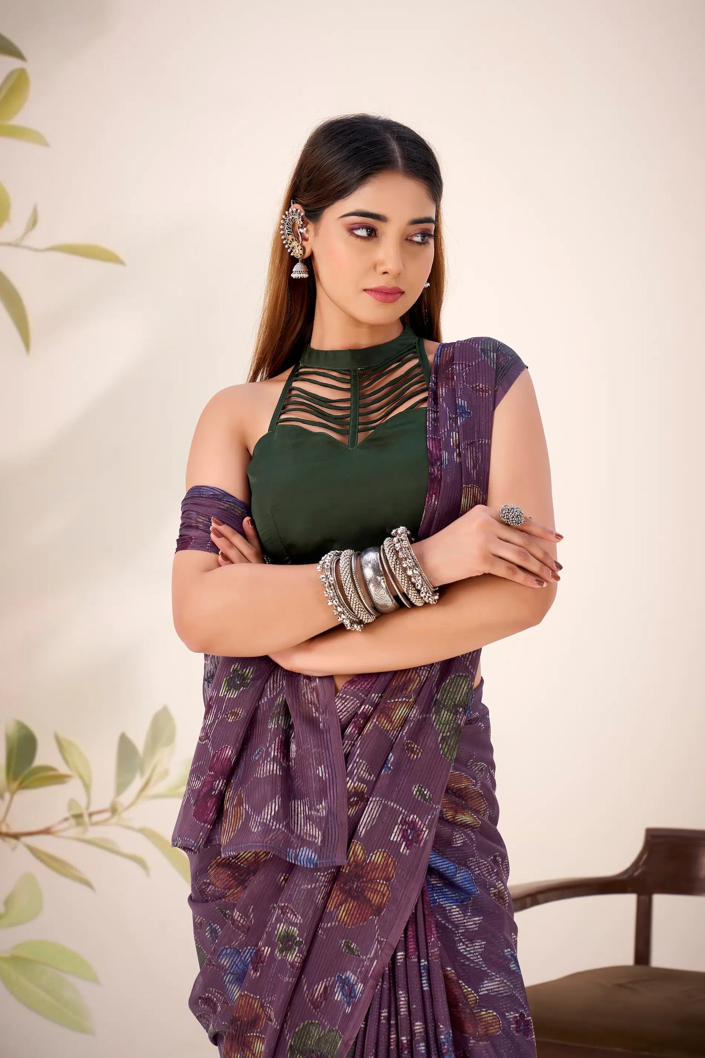 Mulberry Lurex Brasso Floral Saree