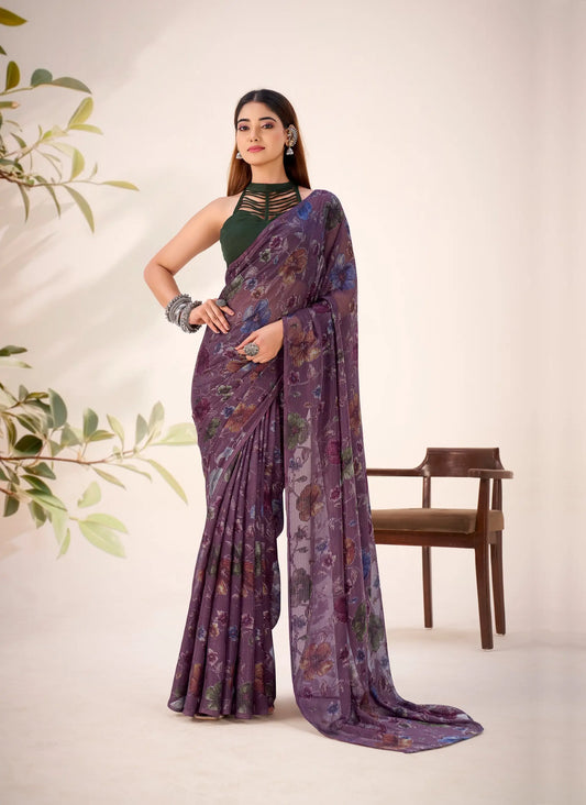 Mulberry Lurex Brasso Floral Saree