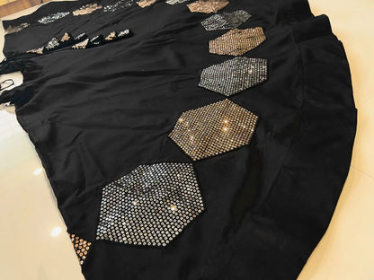 7 Meter Flair | Black Navratri Sequins Work Lehenga Choli
