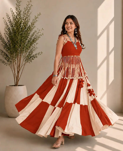 Designer Rusty Red Navratri Lehenga Choli