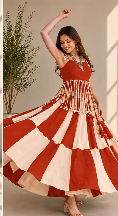 Designer Rusty Red Navratri Lehenga Choli