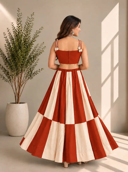 Designer Rusty Red Navratri Lehenga Choli