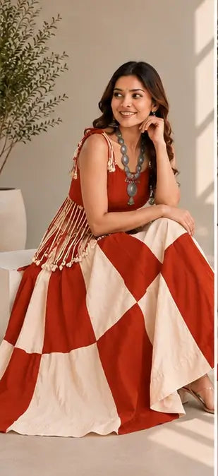Designer Rusty Red Navratri Lehenga Choli