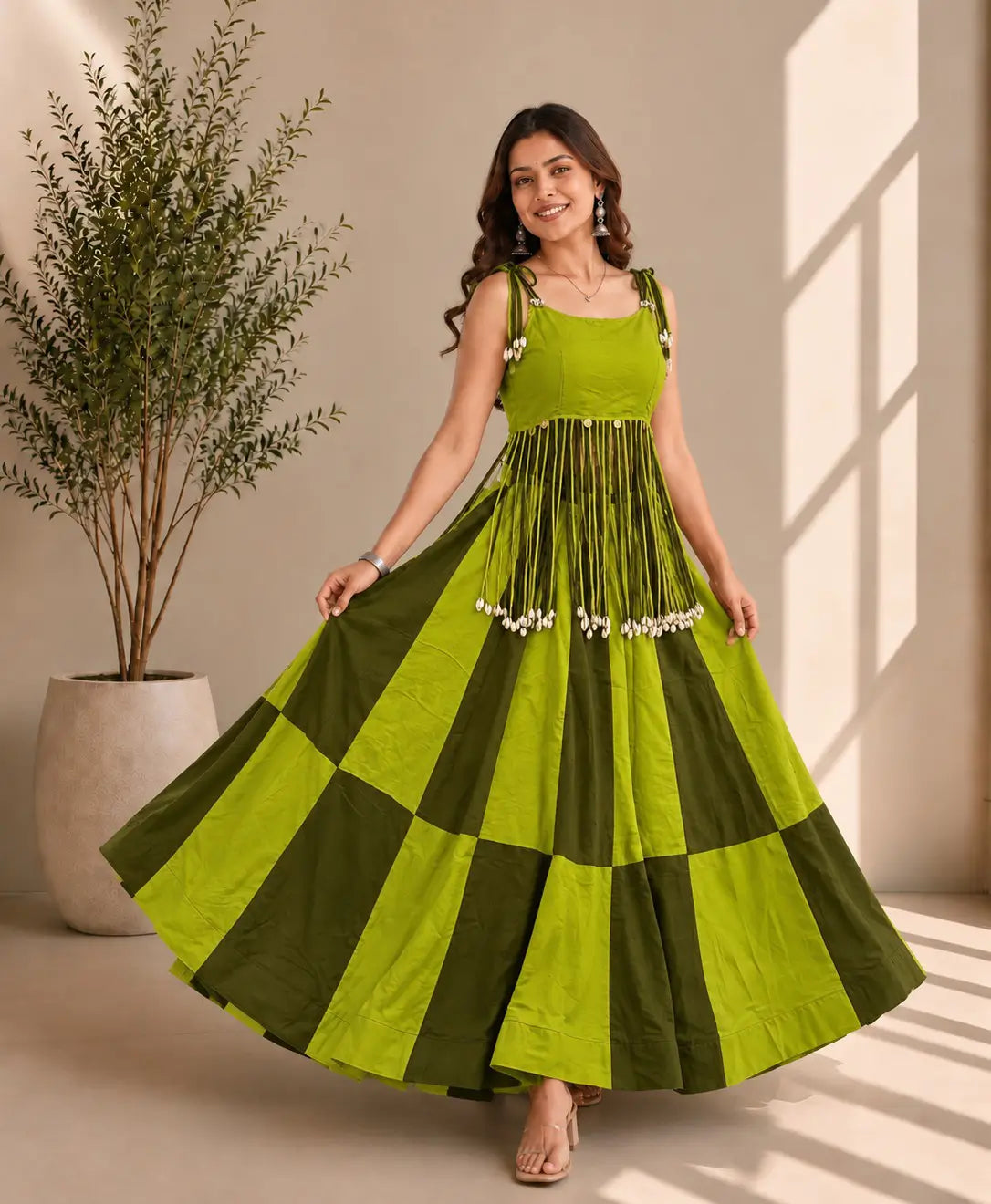 Parrot Mehndi Navratri Lehenga Choli