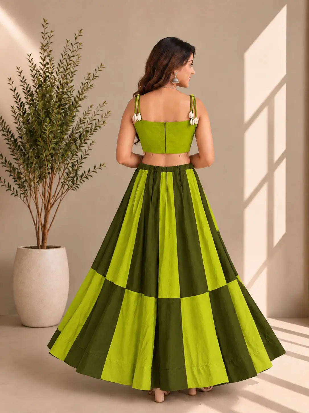 Parrot Mehndi Navratri Lehenga Choli