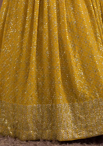 Yellow Sequins Embroidered Lehenga Choli