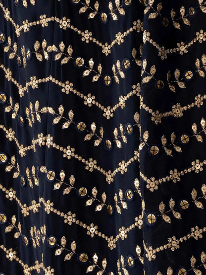 Blue Sequins Embroidery Work Lehenga