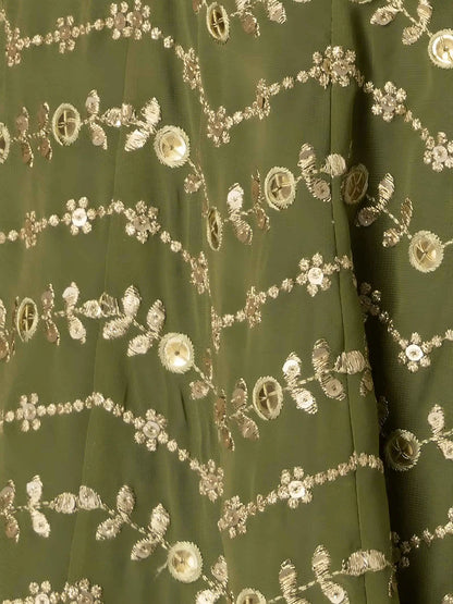 Green Sequins Embroidery Work Lehenga