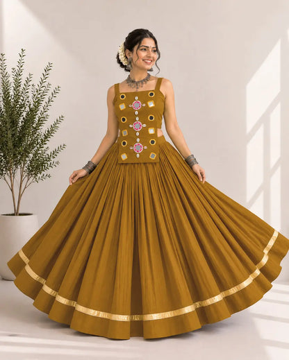 Designer Mustard Navratri Lehenga Choli