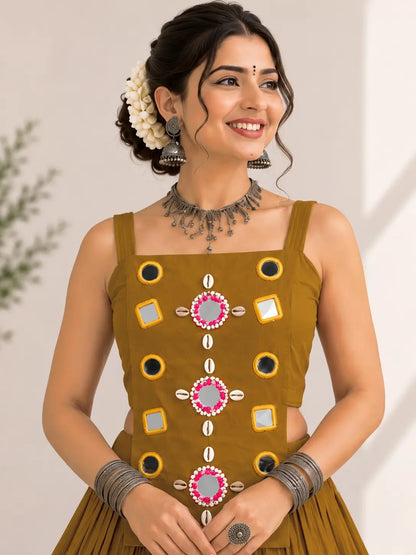 Designer Mustard Navratri Lehenga Choli