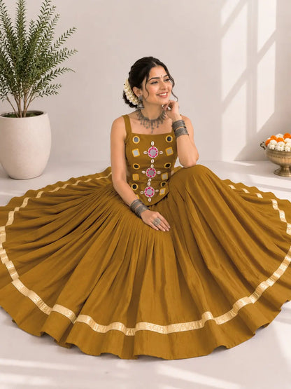 Designer Mustard Navratri Lehenga Choli