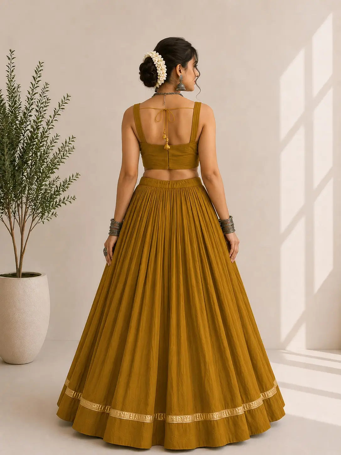 Designer Mustard Navratri Lehenga Choli